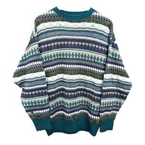 Vintage 80’s Pendleton Knit Multicolor Wool Sweater Size Large 21.5x32